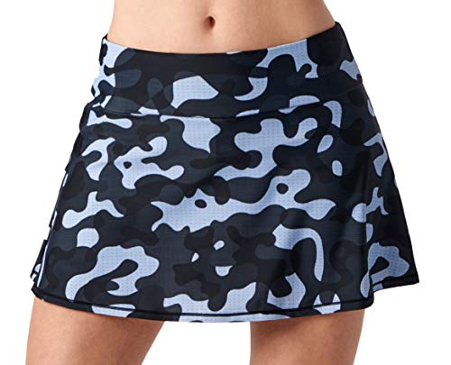 Queen of the Court Black & Blue Camo Performance Tennis Skirt | Training | Running | Pickle Ball Skort (XXL)