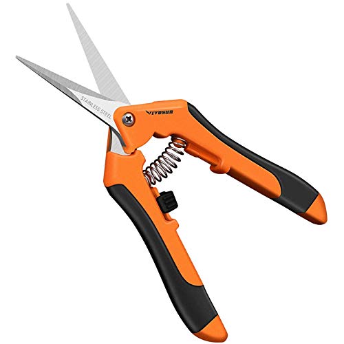 VIVOSUN 6.5 Inch Gardening Hand Pruner Pruning Shear with Straight Stainless Steel Blades Orange