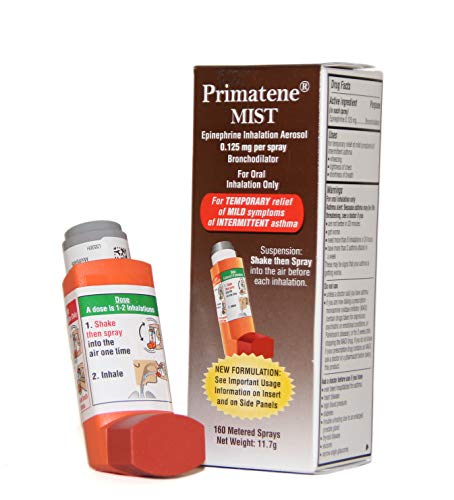 Primatene Mist Epinephrine Inhalation Aerosol 160 Metered Sprays Over-The-Counter Asthma Inhaler