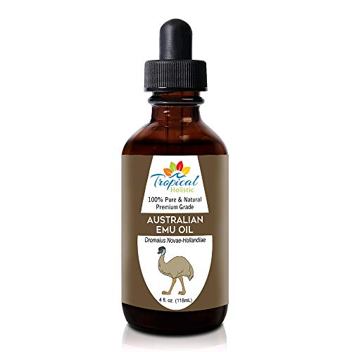100% Pure Australian Fully Refined Emu Oil 4 oz - Grade A Premium Undiluted Natural Moisturizer For Skin, Hair Growth, Piercings, Scars, Face, Feet, Nails, Pain Relief, Joint by Tropical Holistic