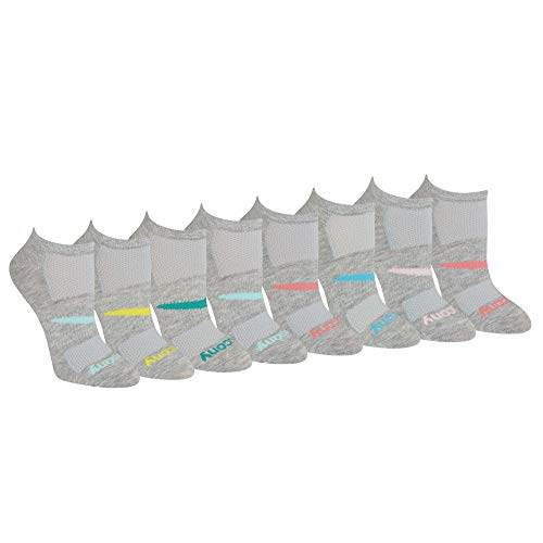 Saucony Women's Performance Super Lite No-Show Athletic Running Socks Multipack, Grey Assorted (8 Pairs), Shoe Size: 5-10