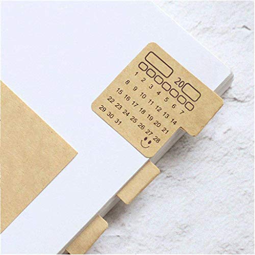 Calendars Stickers-Universal Handwriting Brown Kraft Paper Monthly Calendars Adhesive Labels for Appointment/Planner/Agenda/(48PCS)