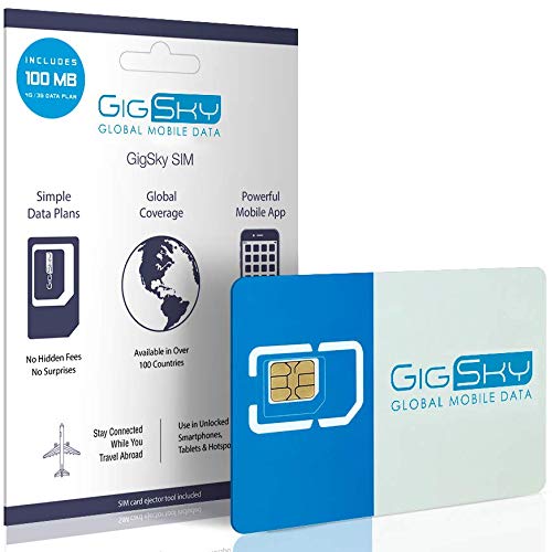 GigSky 4G LTE/3G Data SIM Card with Pay As You Go Data Plans for USA, Canada, Mexico, Europe, Asia, Middle East, and Africa for Unlocked iPhone, iPad, Android Phones, Hotspots and Tablets