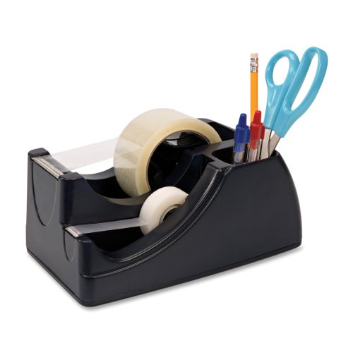 Officemate Recycled 2-in-1 Heavy Duty Tape Dispenser, 1' and 3' Cores, Black (96690)