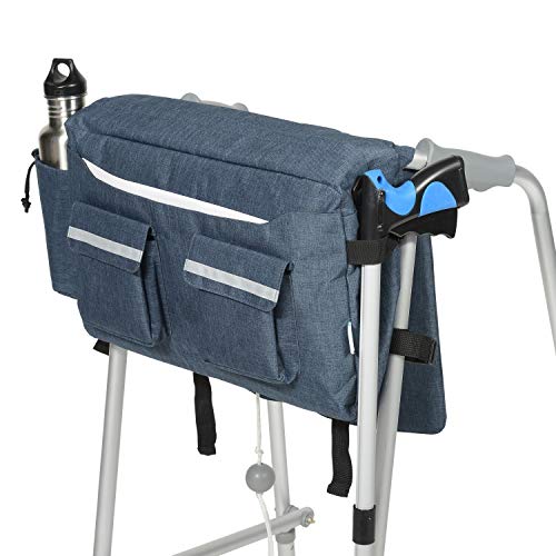 2-in-1 Walker Bag and Travel Bag - Universal Rollator Walker Accessories and Wheelchair Accessories for Carrying, Transport and Storage - Tote, Shoulder Strap, Zipper Organizer, Mesh Pouch, Cup Holder