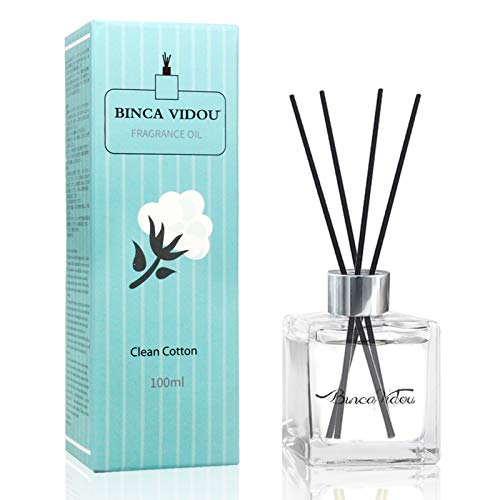 binca vidou Cotton Reed Diffuser with Long Lasting Fragrance, Scented Reed Diffuser Set with Black Sticks for Bathroom Office, Gift Idea and Stress Relief, 3.4 fl.oz