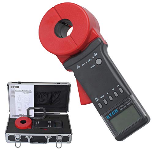 ETCR2100A Ground Resistance Meter Earth Tester Clamp Digital for Electric Power Telecommunications Meteorology Oil Field Architecture Industrial Electrical Equipment 0.01-200Ω NO Battery
