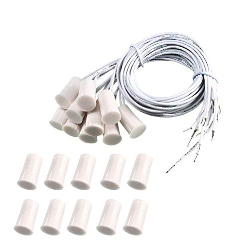 WEIJ 10 Pair RC-33 NC Recessed Wired Security Window Door Contact Sensor Alarm Magnetic Reed Switch White