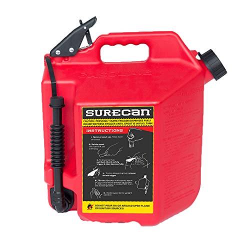 SureCan Easy Pour Rotating Nozzle 5 Gallon Flow Control Gas Container Can, Red