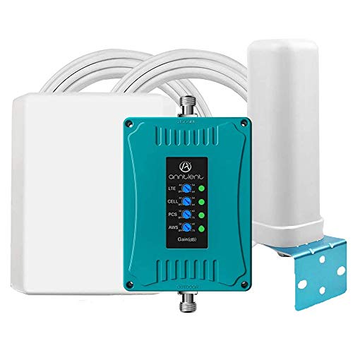 5-Band Cell Phone Signal Booster Repeater for Verizon AT&T T-Mobile Sprint All Carriers - Boosts 3G Voice and 4G LTE Data for Home and Office - Large Coverage & Omnidirectional Outdoor Antenna