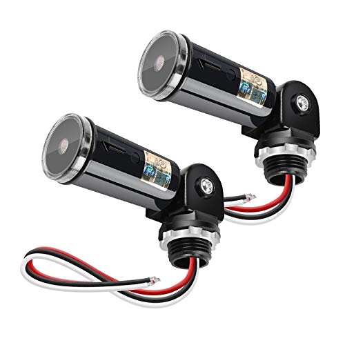 2-Pack Outdoor Conduit Lighting Control with Photocell and Swivel Mount Photoelectric Switch for Wall Packs, Shoebox Porch Lights 120-277V Photocell