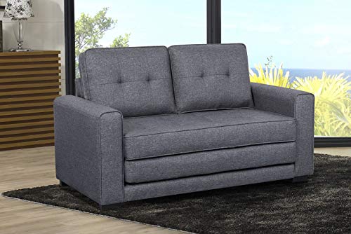 US Pride Furniture Daisy Modern Fabric Loveseat and Sofa Bed, Dark Grey