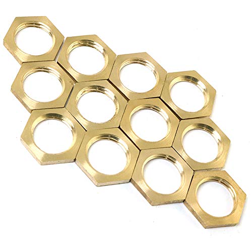 Pro Bamboo Kitchen 12pcs 1/4' Female Thread Brass Pipe Fitting Hex Lock Nut and Flange Lock Nut