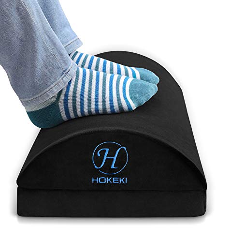 HOKEKI Upgraded Foot Rest Under Desk with Adjustable Height, Soft Yet Firm Foam Velvet Footrest Cushion, Foot Stool Rocker Pillow for Home, Office, Car, Airplane to Relieve Lumbar, Back, Knee Pain