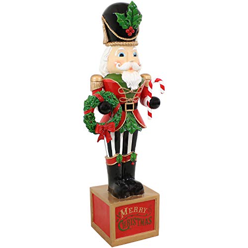 Sunnydaze Karl The Christmas Nutcracker Indoor/Outdoor Statue - Seasonal Holiday Resin Decoration for Living Room, Foyer, Covered Porch, Patio and Entry - 48-Inch