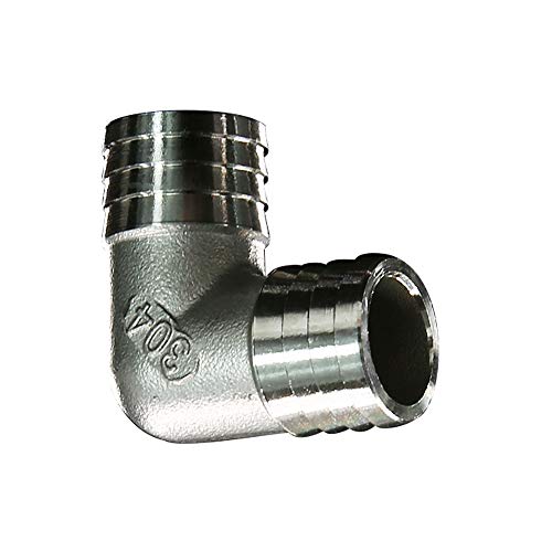 Metalwork 304 Stainless Steel Hose Barb Fitting 90 Degree L Right Angle Elbow Barbed, 3/4' Barb x 3/4' Barb, Pack of 2