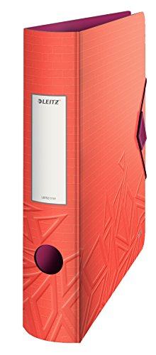 Leitz 180° Active Urban Chic Lever Arch File, Red, A4, Curved Spine 65mm Width, Elastic Fastening, Light polyfoam, Urban Chic, 11170024