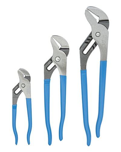 Channellock GS-3 3 Piece Straight Jaw Tongue and Groove Pliers Set - 12-Inch, 9.5-Inch, 6.5-Inch | Groove Joint Pliers | Laser Heat-Treated 90° Teeth| Forged from High Carbon Steel | Patented Reinforcing Edge Minimizes Stress Breakage | Made in USA