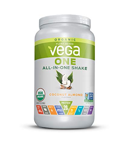 Vega One Organic Meal Replacement Plant Based Protein Powder, Coconut Almond - Vegan, Vegetarian, Gluten Free, Dairy Free with Vitamins, Minerals, Antioxidants and Probiotics (18 Servings, 1lb 8.3oz)