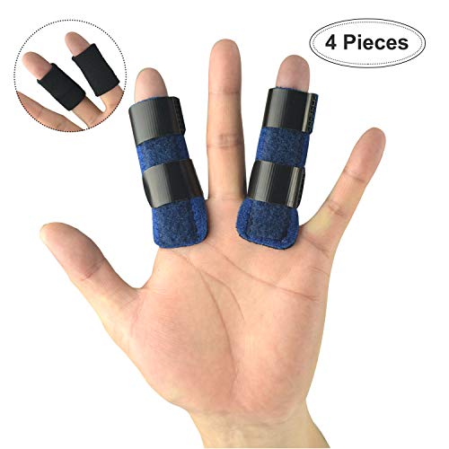 Trigger Finger Splints (2 Sets), Lightweight Sport Finger Sleeves and Finger Brace for Mallet Finger, Middle Finger, Pinky Finger, Arthritis, Broken Finger