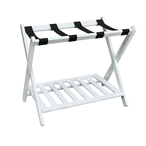 Casual Home Shelf-White Luggage Rack, 28' Wide