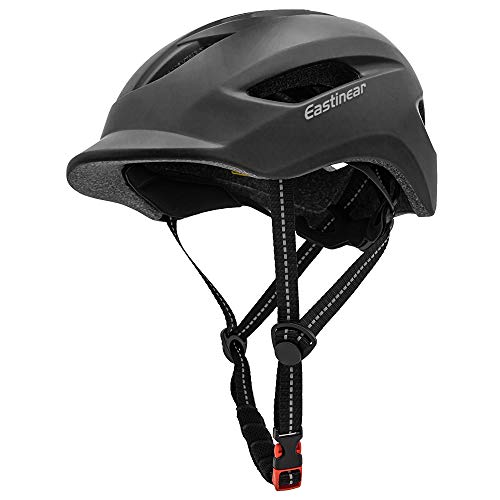 EASTINEAR Adults Bike Helmet for Men Women with LED Taillight Cycling Helmet for Urban Commuter with Sun Visor Breathable Mountain & Road Bicycle Helmets Adjustable Size M/L (Black)