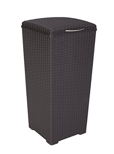 Keter 231478 Large Outdoor Trash Can with Lid Perfect for Backyard Hosting, Patio and Kitchen Use, Espresso Brown