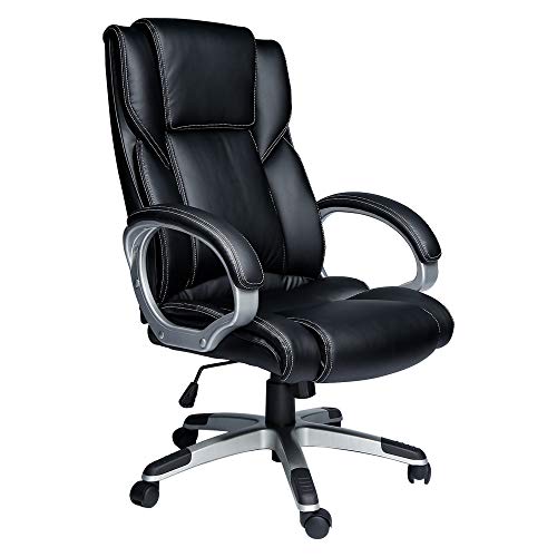 High Back Office Chairs,Computer Desk Chair,Leather Office Desk Chair,Executive Chairs for Office Desks,Comfortable Rolling Desk Chair with Wheels and Arms (Black)