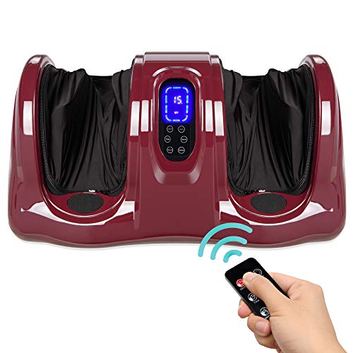 Best Choice Products Therapeutic Shiatsu Foot Massager Kneading and Rolling for Foot, Ankle, Nerve Pain w/Handle, High Intensity Rollers, Remote Control, LCD Screen, 3 Massage Modes - Burgundy