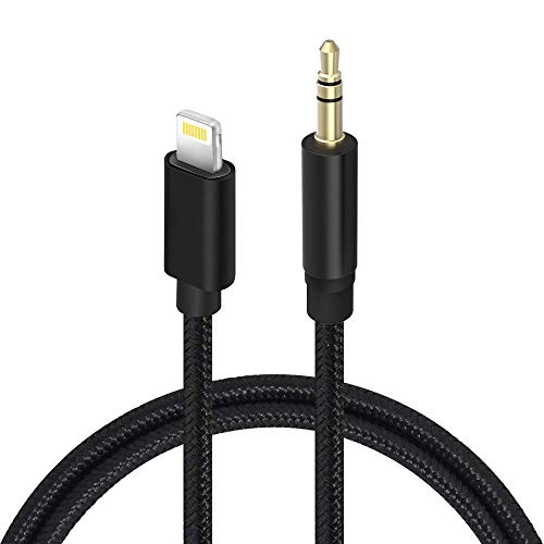 Car Aux Cable, Twinkk Aux Cord Compatible with iPhone X/7/8/Xs/Xr/iPad Nylon Braided 3.3ft for Car, Speaker, Home Stereo and Headphone (Black)