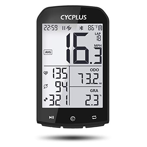 CYCPLUS GPS Bike Computer Waterproof Bicycle Speedometer and Odometer ANT+ Wireless Cycling Computer Bluetooth Compatible with App 2.9 Inch LCD Display with Backlight M1