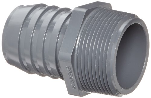 Spears 1436 Series PVC Tube Fitting, Adapter, Schedule 40, Gray, 1-1/2' Barbed x NPT Male