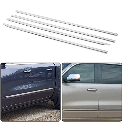 ECOTRIC Chrome Body Side Molding Trim Mouldings for Dodge Ram 1500 2019-2020 Crew Cab