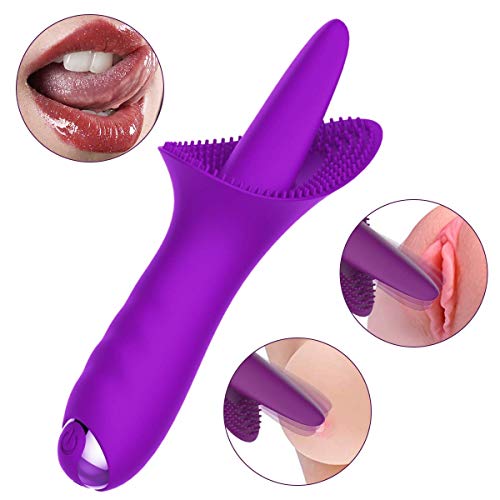 Tongue Vibrator Stimulator,Clitoral Vibrator, Soft Cunnilingus Licking Clit Tickler Adult Sex Toys for Female Nipple Oral Sex Couples Solo Blowjob Orgasm Vaginal Anal Vibe-EKXG