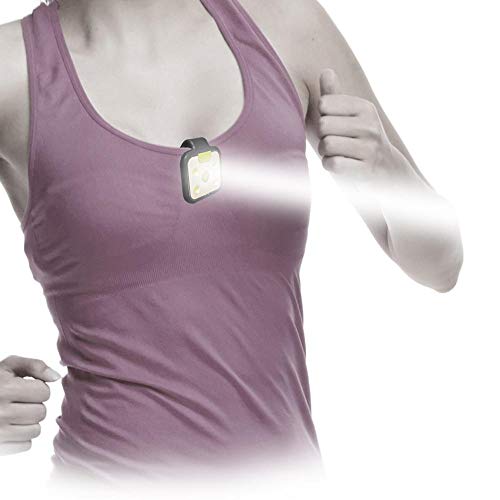 Clip-on LED Runners Light with large clip for running, jogging, walking, dog collar, camping and BBQ. Wearable Hands free flashlight. rechargeable, clip-on, Safer to be seen