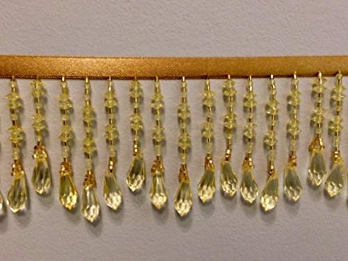 3' Crystal Beaded Fringe Trim CBF-19/12 Antique Gold (Sold by The Yard)