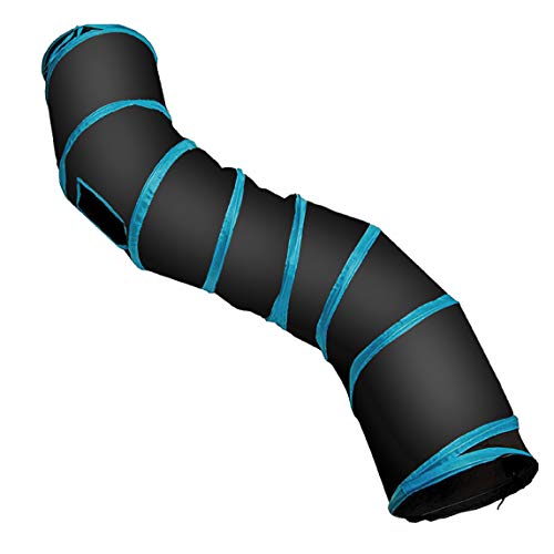 PetLike S Way Cat Tunnel Collapsible Pop-up Pet Tube Hideaway Play Toy with Ball (S-Way, Black)