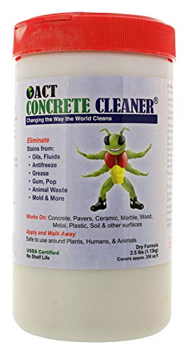 ACT Concrete Cleaner Eco Friendly Removes Oil Grease Mildew Stains on Driveway, Garage or Warehouse 2.5lbs. Covers 250sqft.
