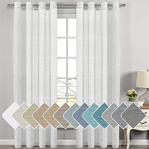H.VERSAILTEX Extra Long Linen Curtains Window Treatments for Living Room/Rich Linen Sheer Curtain Panels and Drapes, Classic Nickel Grommet Extra Long Curtains, 52 by 108 Inch, 2 Panels