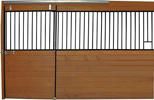 Country Manufacturing 12 Ft Horse Stall Front Black Enamel Coated Steel with Feed Opening