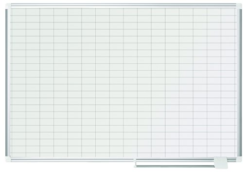 MasterVision Planning Board Porcelain Dry Erase Magnetic 1' x 2' Grid, 36' x 48', Whiteboard with Aluminum Frame