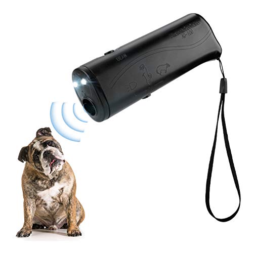 POVAD LED Ultrasonic Dog Repeller, 3 in 1 Ultrasonic Pet Repeller Anti Bark Stop Barking Dog Training Repeller Control Trainer (Black)