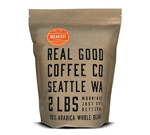 Real Good Coffee Co Whole Bean Coffee, Breakfast Blend Light Roast Coffee Beans, 2 Pound Bag