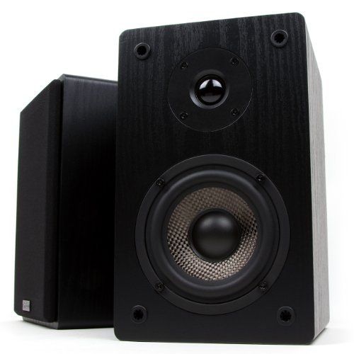 Micca MB42 Bookshelf Speakers, Passive, Not for Turntable, Needs Amplifier or Receiver, 4-Inch Carbon Fiber Woofer and Silk Dome Tweeter (Black, Pair)
