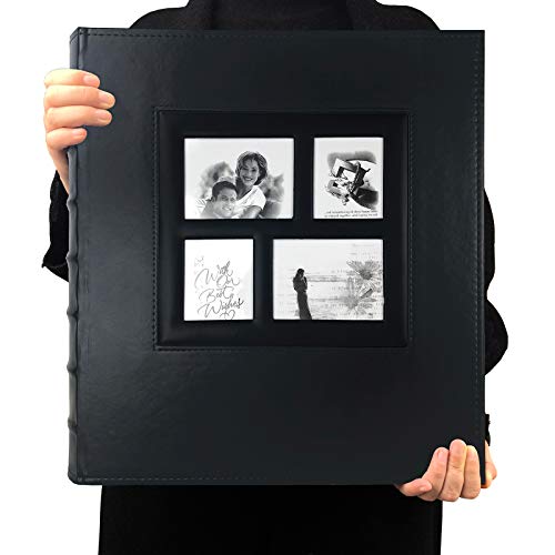 RECUTMS Photo Album 4x6 600 Photos Black Pages Large Capacity Leather Cover Wedding Family Photo Albums Holds 600 Horizontal and Vertical Photos (Black)