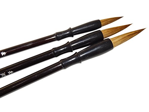 MasterChinese Chinese Calligraphy/Watercolor/Kanji/Sumi Drawing Brush - with Brief Introduction (A Set of Three) - Beginner Level