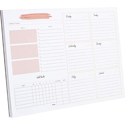 Weekly Planner Pad – to Do List Notepad 52 Sheets Size (10 x 7.8”) Weekly Schedule & Calendar, Habit Tracker