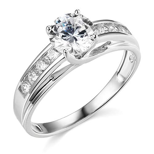 14k REAL White Gold SOLID Wedding Engagement Ring - Size 7