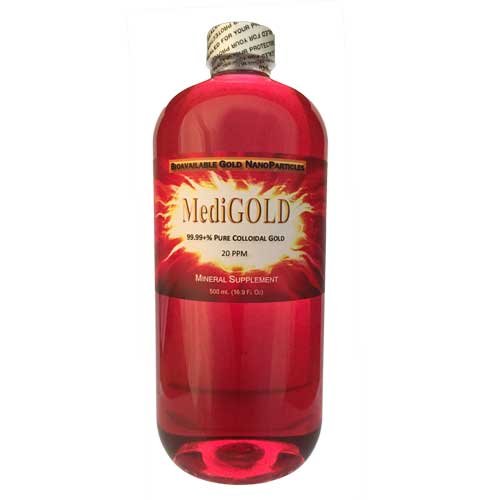 500 mL of MediGOLD is true Colloidal Gold (No Chemicals) In BPA-Free Clear Plastic Bottle
