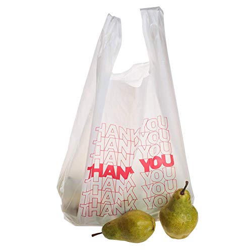 TashiBox Shopping Thank Reusable and Disposable Grocery Bags Measures 11.5' X 6.25' X 21', 15mic, 0.6 Mil (600 Count)